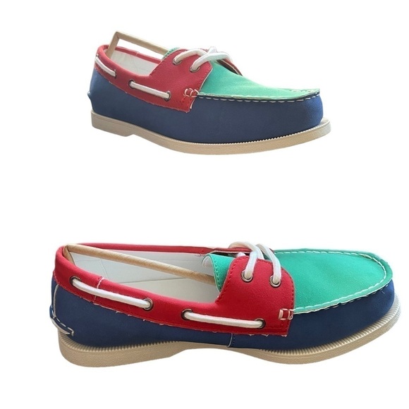 Club Room Elliott Blue/Green Boat Shoes - Picture 8 of 9